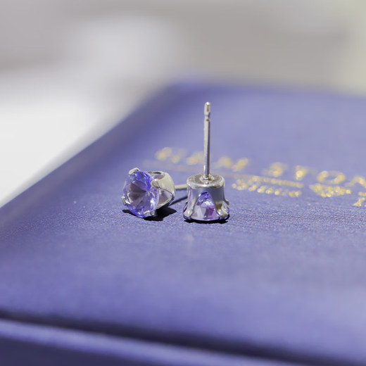 GEM STONE KING 1.25 carat 5mm tanzanite earrings 925 silver colored gemstone earrings for women exquisite classic earrings for women