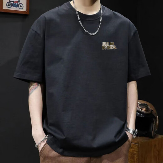 Sieben Wolf [3523 Kollektionen] Kurzärärmelte T-Shirt-Basis-Hemd vielseitige lose Kleidung für Männer und Frauen, Eisengrau [Direktverkauf von Herstellern] kleines Label nur Limited S 85-100Jin [Jin ist 0,5 kg]