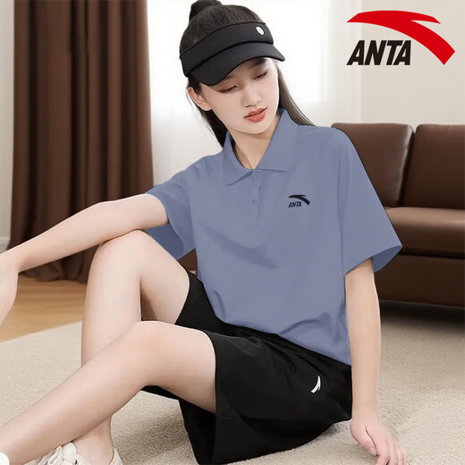 
Anta sports suit for women summer polo shirt for women short-sleeved T-shirt for women shorts for women quick-drying ice silk loose breathable casual suit pure white/black M