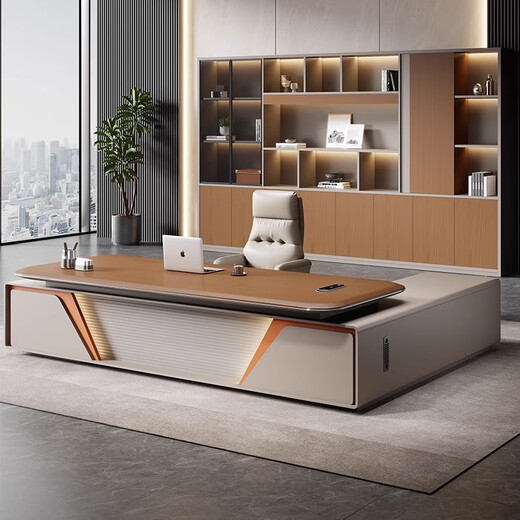 Yanhong boss desk simple modern table and chair combination new Chinese style executive desk single president desk manager supervisor furniture 2.6 meters boss table + boss chair (blister desktop)