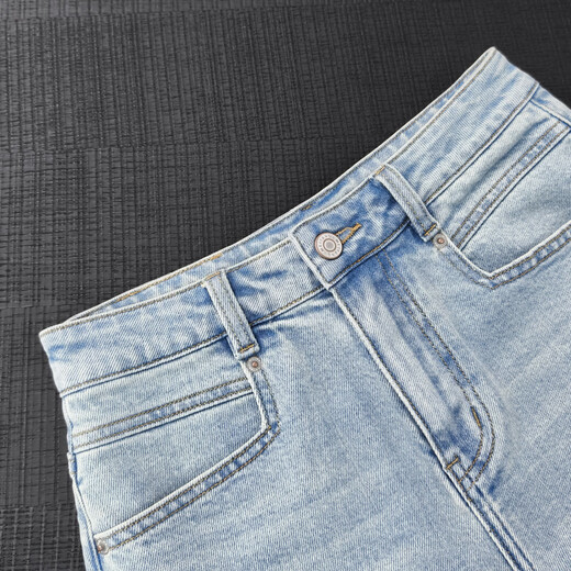 MeiYANG (MEIYANG) Xiaguo No. 4 denim shorts, extra-deep orchid-small texture A-line casual pants, light blue M