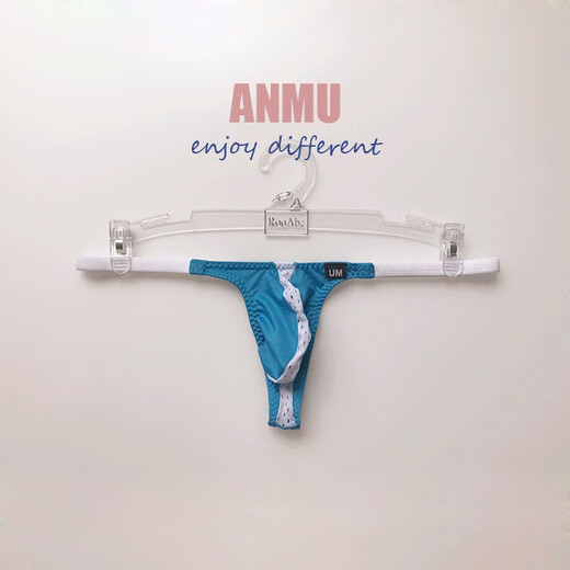 Men's Sexy Underwear Men's Bikini Low Waist T-Pants Thin Breathable Mesh Color Block T-Pants Sports Fitness Male 0 White Waist Blue 1 Pair M (2-2.2 Feet)