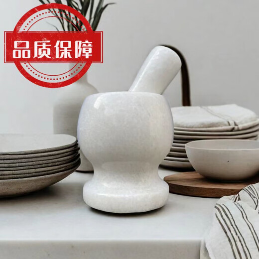 Meikejie Natural Marble Garlic Pounding Artifact Household Manual Garlic Pounding Machine Garlic Pounding Machine Garlic Jar Pounding Garlic Press Bowl Garlic Mortar Big Sale Black Stone Hammer (Suitable for Home)