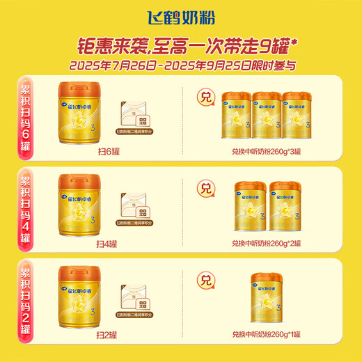飞鹤星飞帆卓睿Pro A2酪蛋白1段(0-6个月)婴儿配方奶粉758g*6育儿补贴