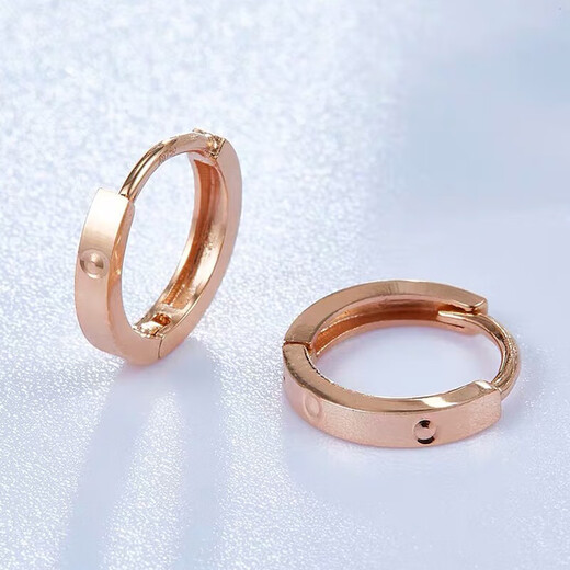 Yue Bu Lao Phoenix Gold Store Gold Earrings Plain Hoop Imitation Rose Gold Colored Gold Earrings for Women Simple Korean Gold Ring Earrings Pair of 18k Rose Gold Earrings