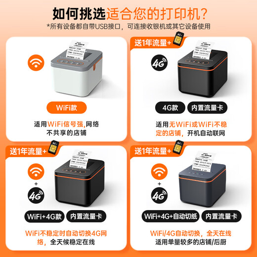 Shangpeng supports Jingdong takeout, fully automatic order taking, Meituan takeout flash sale, Ele.me printer, 4gWiFi Bluetooth thermal receipt cloud printer, all-in-one meal delivery machine for commercial use, new product WiFi + human voice + manual tearing paper
