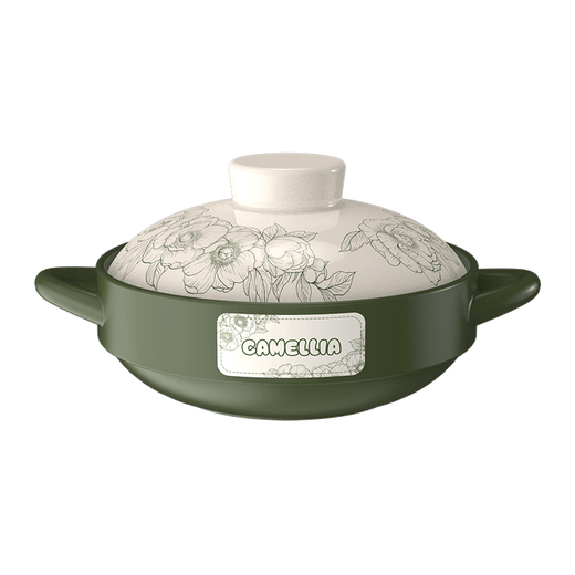 Kangshu Guofeng Peony Covered Casserole Household Large Capacity Dry-cooked Non-Cracked One Pot Multi-Purpose Ceramic Soup Pot Casserole Guofeng Peony Suitable for 3-5 People 3300ml