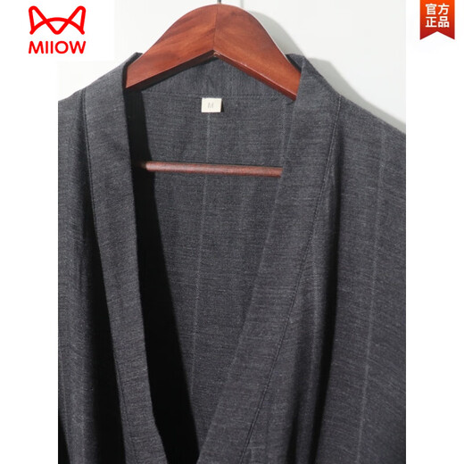 Catman (Miiow) Sommer Herren reines Baumwoll Yukata mittelgroßer japanischer Nachthemd Strickjacke Bademant