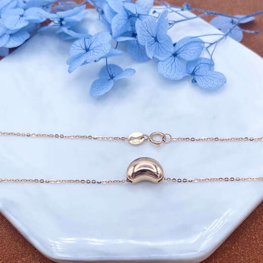 Shengbei 18k rose gold platinum fashion simple and versatile women's acacia pea chain necklace pendant 18K rose gold 2.07g 45cm