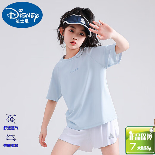 Disney Girls Sports Set Children's 2025 Nouveaux grands enfants d'été Running Tennis Costume Short Shorts de la journée pour enfants Gift Flagship officiel 9889 Coton T blanc + shorts violets [set] 120