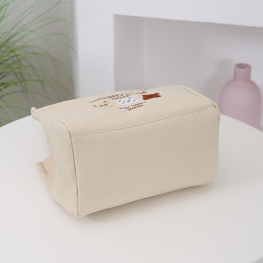 New cute bear portable canvas bag, simple and large capacity, versatile lunch box for office workers and students, mommy lunch bag, three bears handbag-khaki/small