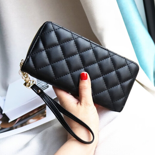 Lakara Sheep Selected 2025 Fashion New Fashion Simple Diamond Wallet Women's Long Style Student Korean Version Large Capacity Mobile Phone Bag Clutch Black Diamond