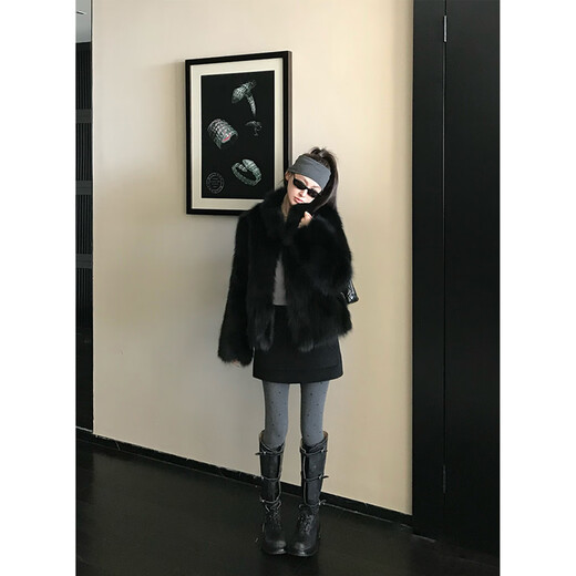 COCO LIMITED fur Rich family daughter Finnish SAGA whole fox fur frost color smudged fur coat amber brown M