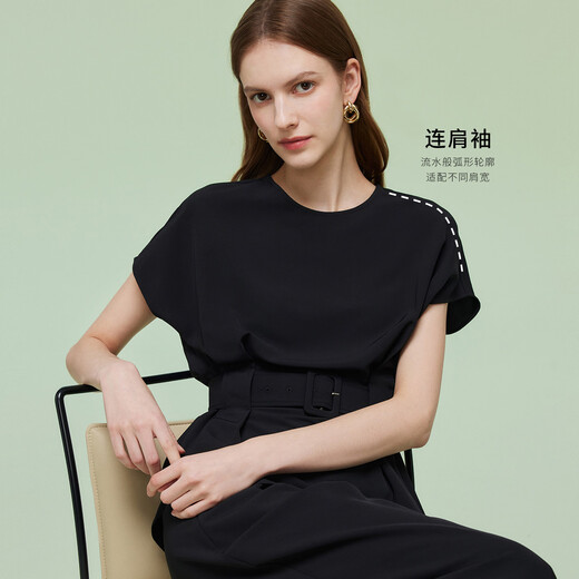 歌莉娅（GOELIA）【四面弹】歌莉娅高级松弛感穿搭套装女夏2025超火黑色ootd三件套 00B黑色 M