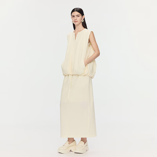 AUM Easy Suit 2025 Autumn New Suit Stretch Poplin Flower Vest Casual Skirt Beige Vest L