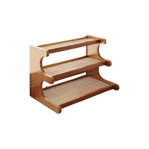 Nifeng Desktop Storage Rack Storage Rack Dining Table Work Station Tea Cup Water Cup Coffee Cup Tea Set Desk Snack Layered Rack 3 Layers 30-Ordinary Plastic Rattan Style