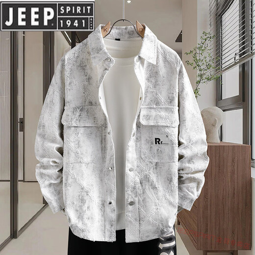 JEEP SPIRIT美式高街牛仔外套男生2025春秋季水洗上衣服百搭撞色翻领休闲夹克 .16823粉红色-款 常规 M 约80-斤可穿