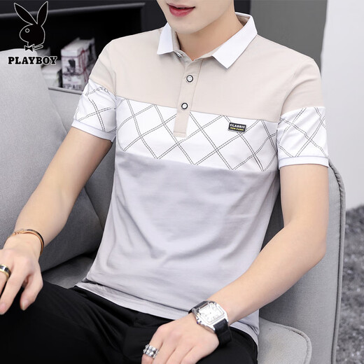
Playboy (PLAYBOY) 2025 summer youth men's short-sleeved t-shirt for men's slim lapel Polo shirt trendy Korean men's half-sleeved top 6630 green M