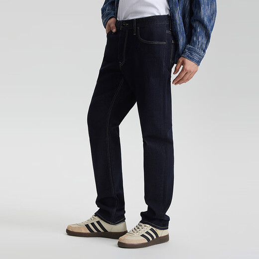 Lee Zhang Linghe endorses 25 autumn and winter new 726 straight-leg non-fading dark blue brushed men's jeans to keep warm dark blue 32