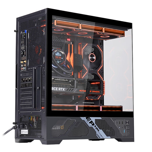 玩嘉千禧AXT 数显版 黑色 游戏电脑台式机箱 支持360水冷 ATX主板 数字显示屏 270°海景房