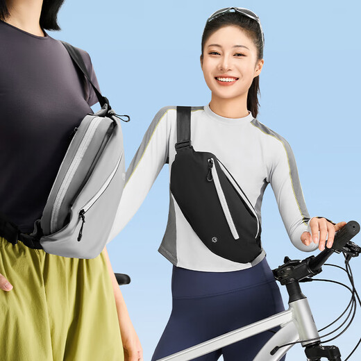 
Made in JD.com, four-layer zoned water-repellent breast bag, cycling sports casual bag, crossbody bag, shoulder bag, black 2.25L
