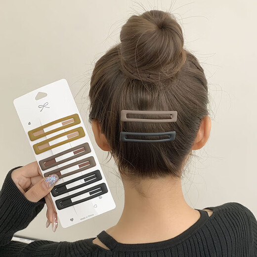Temperament bb clip women's forehead bangs clip back of the head broken hair clip headband hair clip one-word clip 2025 new hair clip 4# black 6-piece set