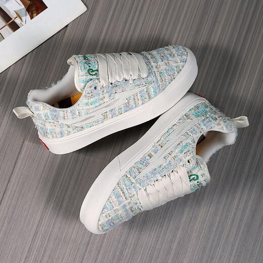 LIGHTNING X STORM Picasso paintings co-branded Xiaoxiang style casual lightning bread shoes couple canvas sports board shoes men and women D6227 soft blue 41