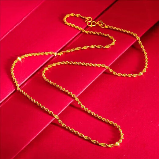 BMOI Old Phoenix 999 Gold Pure Gold Chain Snake Bone Chain Women's Fashion Versatile 18K Gold Necklace Single Chain Pendant Water Wave Bead Chain 45cm Long Same Style