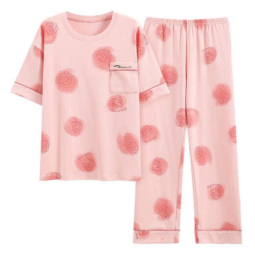 
Hongdou (Hodo) official website woven pajamas for women for summer pure cotton short-sleeved trousers thin cotton summer ladies home clothing suit spring and autumn yzt9712 main picture short-sleeved trousers M 80-100Jin [Jin equals 0.5 kg]