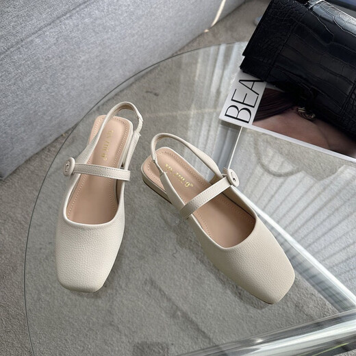 
S.SOFEA Korean style square head thick heel sandals for women 1283-16 black 35