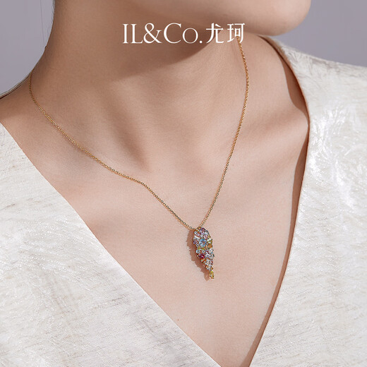 IL&CO Youke Chunhuaying 18K gold natural multi-color gemstone necklace female birthday Valentine's Day gift for wife 18K gold multi-color gemstone necklace