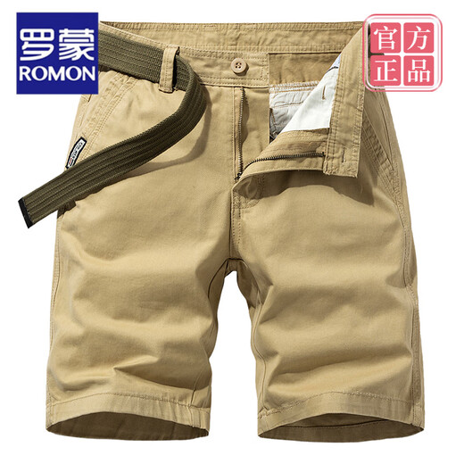 ROMON high-end brand multi-pocket cotton tooling shorts men's loose straight five-point summer ins casual mid-trouser cotton 17152 military green 28