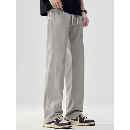 Vancl Eslite Casual Hosen für Herren Frühlings- und Sommer trendy Ice Seide gerade lose lockere Hose mit weitem Bein tragen lange Hosen 6623 Weiß M [90-110jin [Jin entspricht 0,5 kg]]