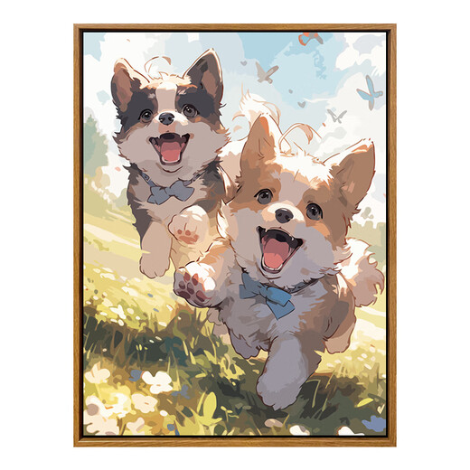 
Enbaole cute dog DIY digital oil painting hand-painted color oil color decompression hand-decorative hanging painting SJ12859 30*40cm stretched thick solid wood inner frame