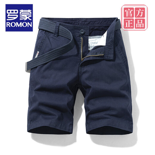 ROMON high-end brand multi-pocket cotton tooling shorts men's loose straight five-point summer ins casual mid-trouser cotton 17152 military green 28