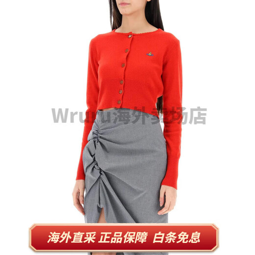 Vivienne Westwood Solid Color Round Neck Kurzer Einbrennungs-Logo Langarmer Pullover Frauen rot rot m