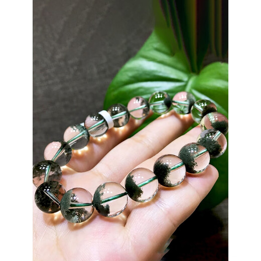 DL 1998 Fat Donglai même style bracelet fantôme vert bracelet corne d'abondance vert foncé pour hommes et femmes gypsophile mille couches cristal transparent trois fantôme vert 12131 12 mm