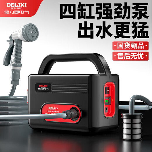德力西电气（DELIXI ELECTRIC）充电式锂电池抽水泵浇菜浇水机菜地浇水神器家用灌溉电动抽水机 【四缸双电】超续航32米
