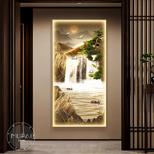 Huilide's Liushuicai's entrance hall decorative painting with lights for living room landscape paintings hanging paintings corridors and corridor murals simple and modern Liushuicai's A model 100*200 LED lamp painting (intelligent LED lamp power bank 42