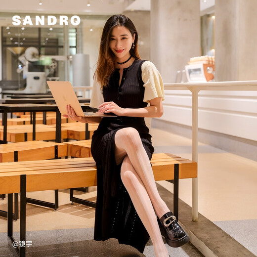 SANDRO女装黑色气质长款针织法式连衣裙SFPRO03177 黑色 36