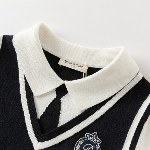 David Bella children's preppy dress girls fake two-piece dress medium and large children's uniform dress