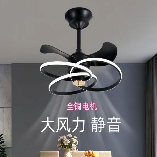 公牛2025年新款隐形吊扇灯大风力家用餐厅饭厅卧室电风扇一体吊灯静音 隐形款9227/黑60CM变频遥控+直接