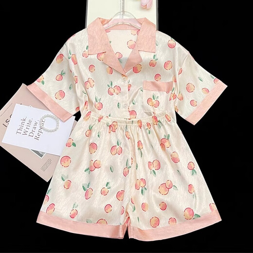 Yalu Pyjamas Ice Seide Feminine High-End-Eis Silk Summer Cool Silk Sweet Shorts Shorts Anzug Sommer FS_9703# Cardigan Doppelkurzkurzfarbe kleine Liebe M.