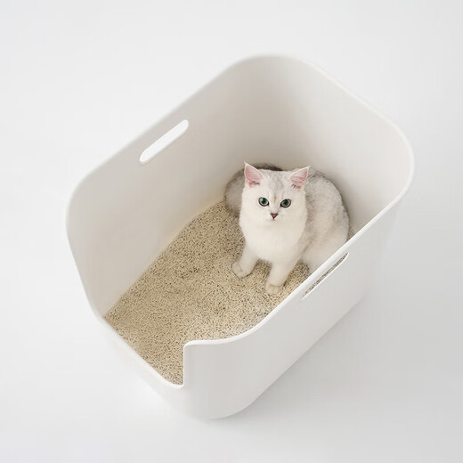 MUJI polypropylene cat litter box with lid pet supplies cat toilet balcony semi-enclosed white