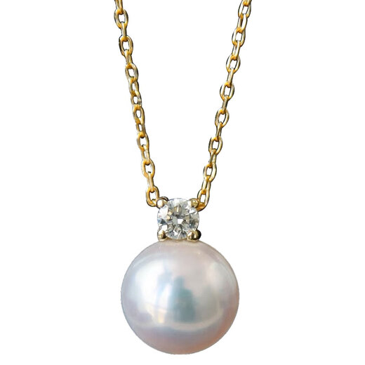 Libiao Natural Freshwater AKOYA Pearl Pendant Princess Diana Necklace Edison Neck Jewelry 18K Gold Gift Zhuji DIY 18K Gold Zircon Pendant Holder Gift S925 8-9mm45cm