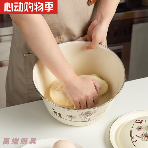 致仕（ZISIZ）老式真搪瓷装猪油罐食品级加厚搪瓷碗带盖猪油缸家用搪瓷罐厨房和 26c/m随风飘扬包边加厚版 重9720