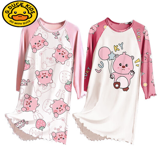 
G.DUCKKIDS children's pajamas 2025 new spring and autumn modal big children girls nightgown long-sleeved parent-child home clothes little girl 2M--ST-12189 One size 18 size (150-155)cm