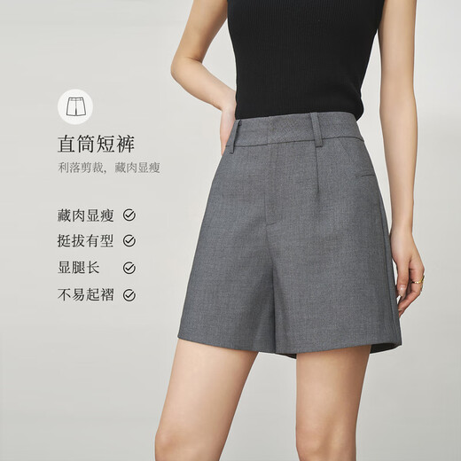 Olrain欧芮儿灰色西装短裤女装夏季2025新款高腰韩版小个子热风裤子 灰色 L 165/72A/L
