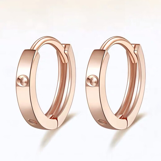 Yue Bu Lao Phoenix Gold Store Gold Earrings Plain Hoop Imitation Rose Gold Colored Gold Earrings for Women Simple Korean Gold Ring Earrings Pair of 18k Rose Gold Earrings