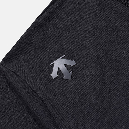 Descente Men's Double Bretted Functional Short Polo Polo Summer Sweat-Absorbing and Breathable Black L (100)